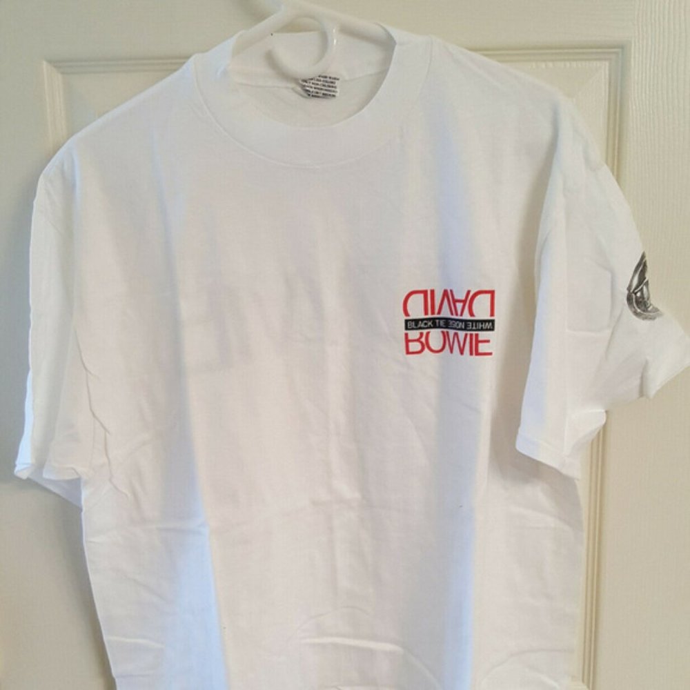 DAVID BOWIE Vintage Shirt Sz LG S/S Black Tie White Noise MINT Very HTF